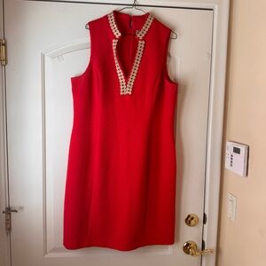 Pappagallo Elegant Farrah Coral Red Sleeveless Tunic Dress Womens XL